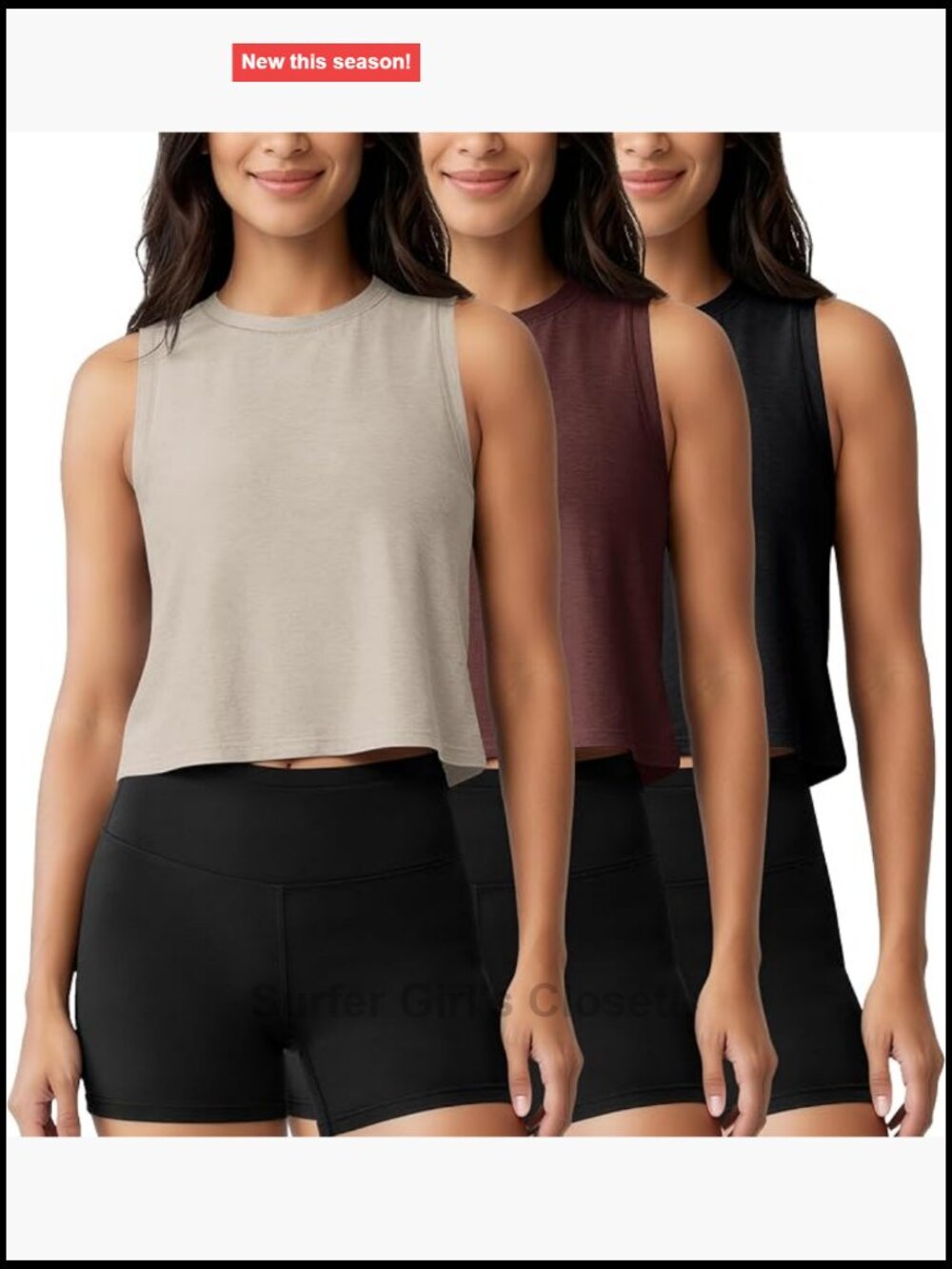 Women's Ultra Soft Crop Top Tank, High Crew Neck Sleeveless Performance Shirt